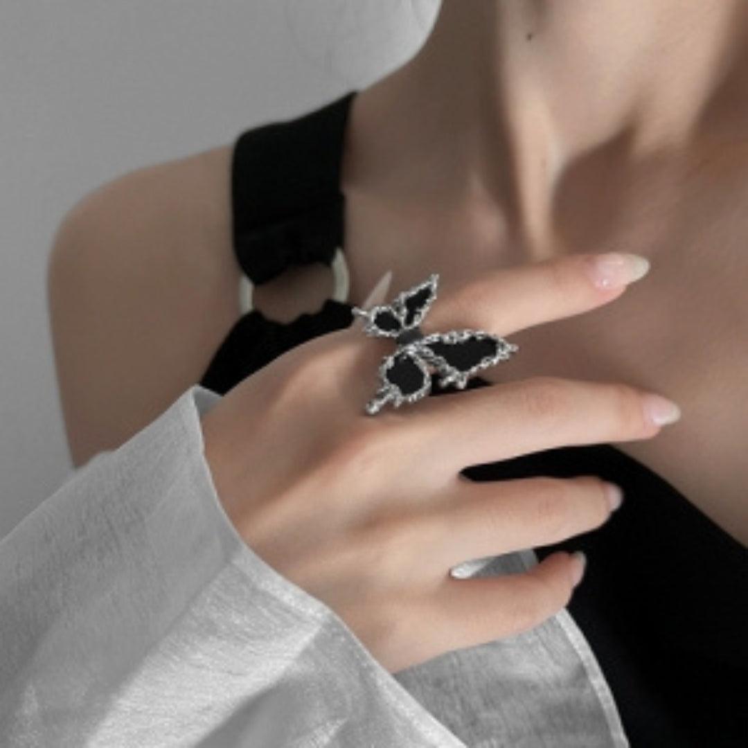 Black Butterfly Statement Ring