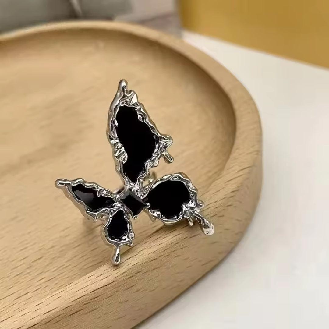 Black Butterfly Statement Ring