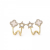 Gold Plated Stone Star Four-Leaf Clover Stud Earring