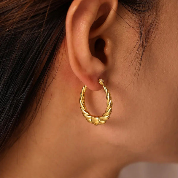 Anti tarnish heart hoop earrings