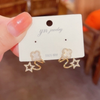 Gold Plated Stone Star Four-Leaf Clover Stud Earring