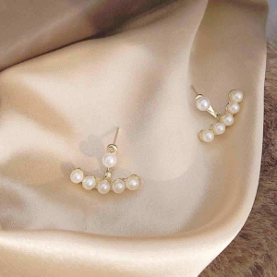 Pearl and Gold Multi-Pearl Earrings