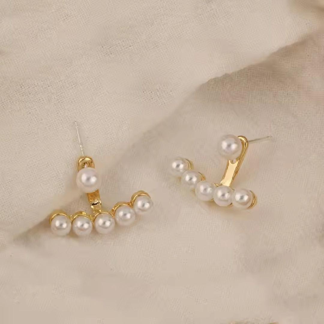 Pearl and Gold Multi-Pearl Earrings