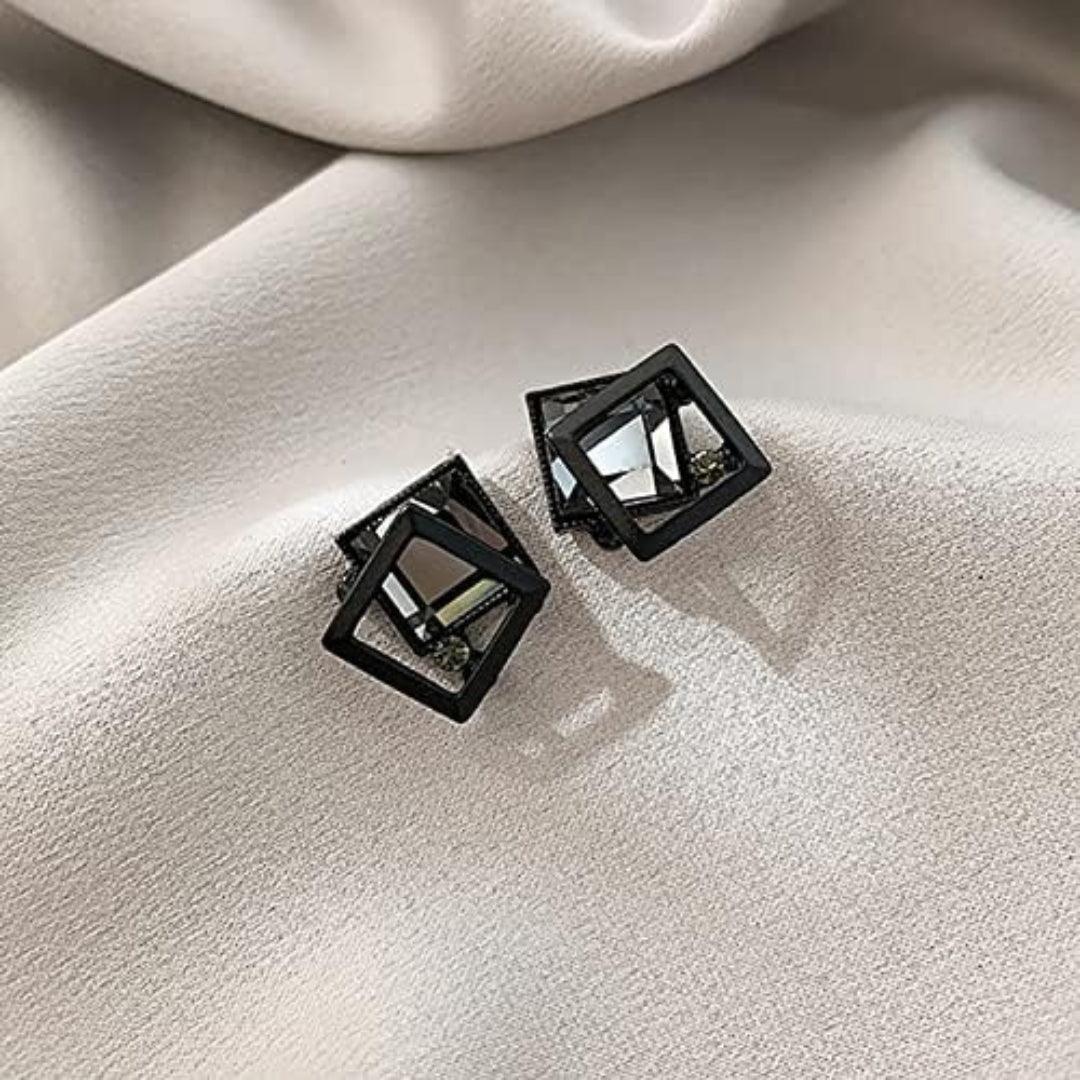 Geometric Black and Transparent Earrings