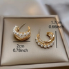 Korean Pearl Hoop Stud Earrings