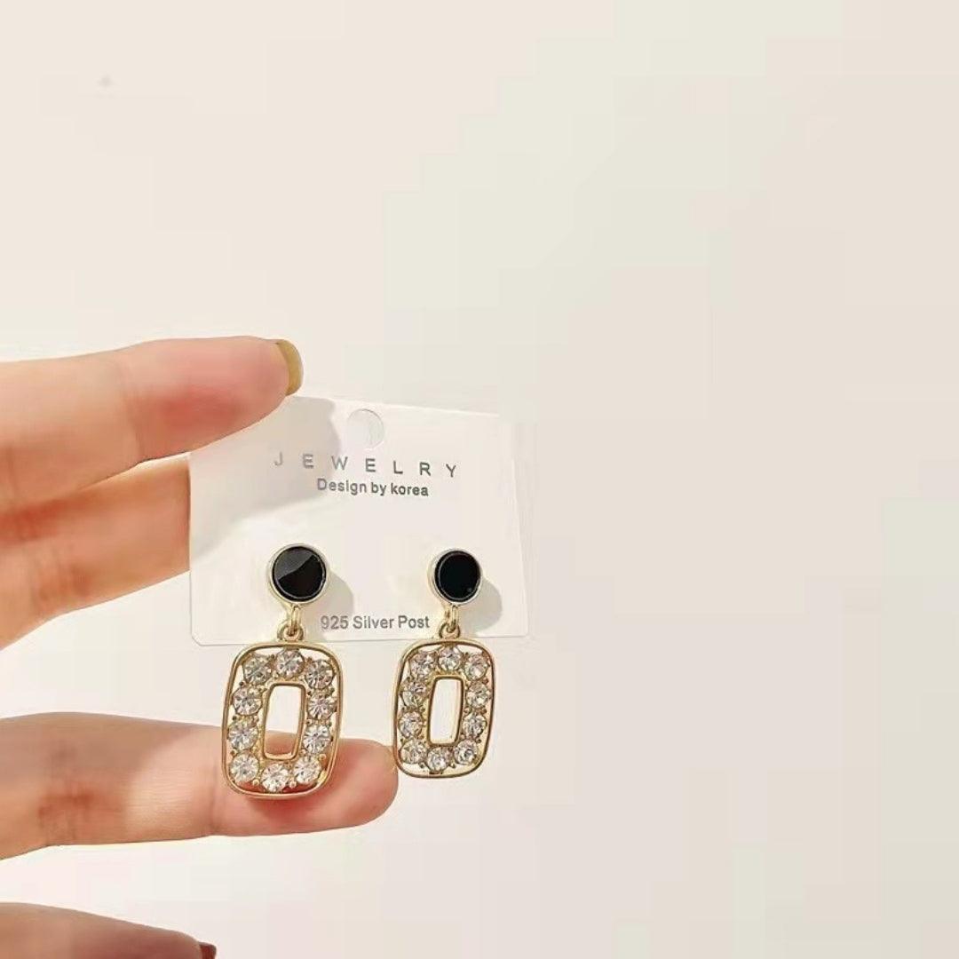 Rhinestone Rectangle Drop Earrings