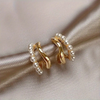 Korean Pearl Hoop Stud Earrings