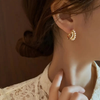 Korean Pearl Hoop Stud Earrings