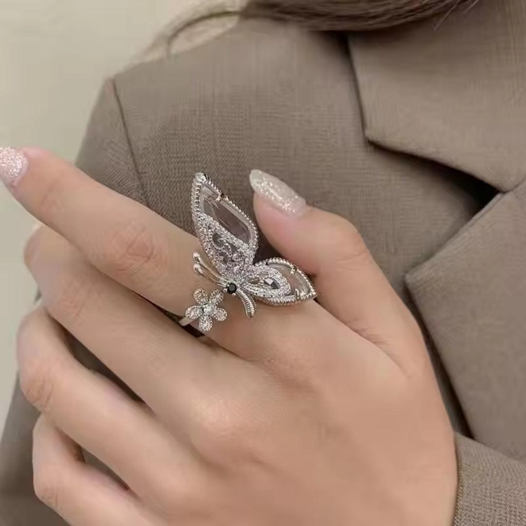 Butterfly and Flower Ring