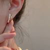 Korean Pearl Hoop Stud Earrings