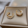 Korean Pearl Hoop Stud Earrings