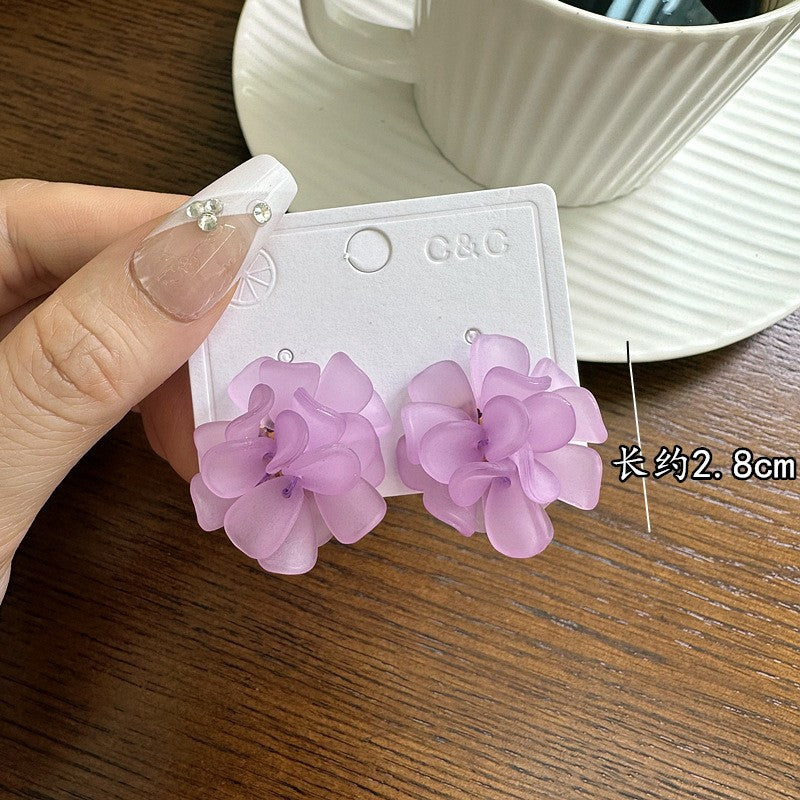 Lavender Shine Big Flower Earring