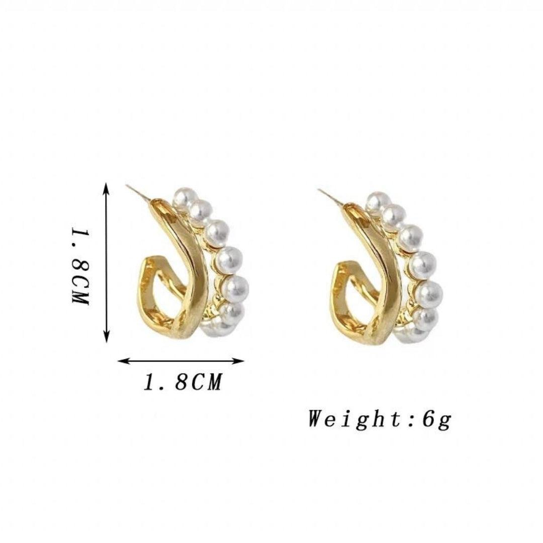 Vintage Double Layer Wave Pearl Earrings