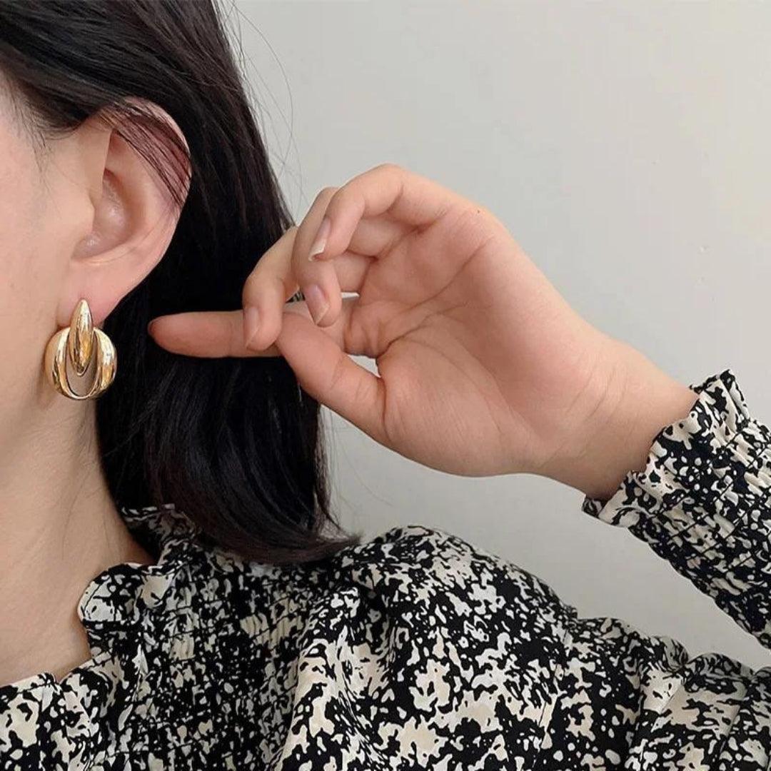 Abstract Gold Statement Earrings