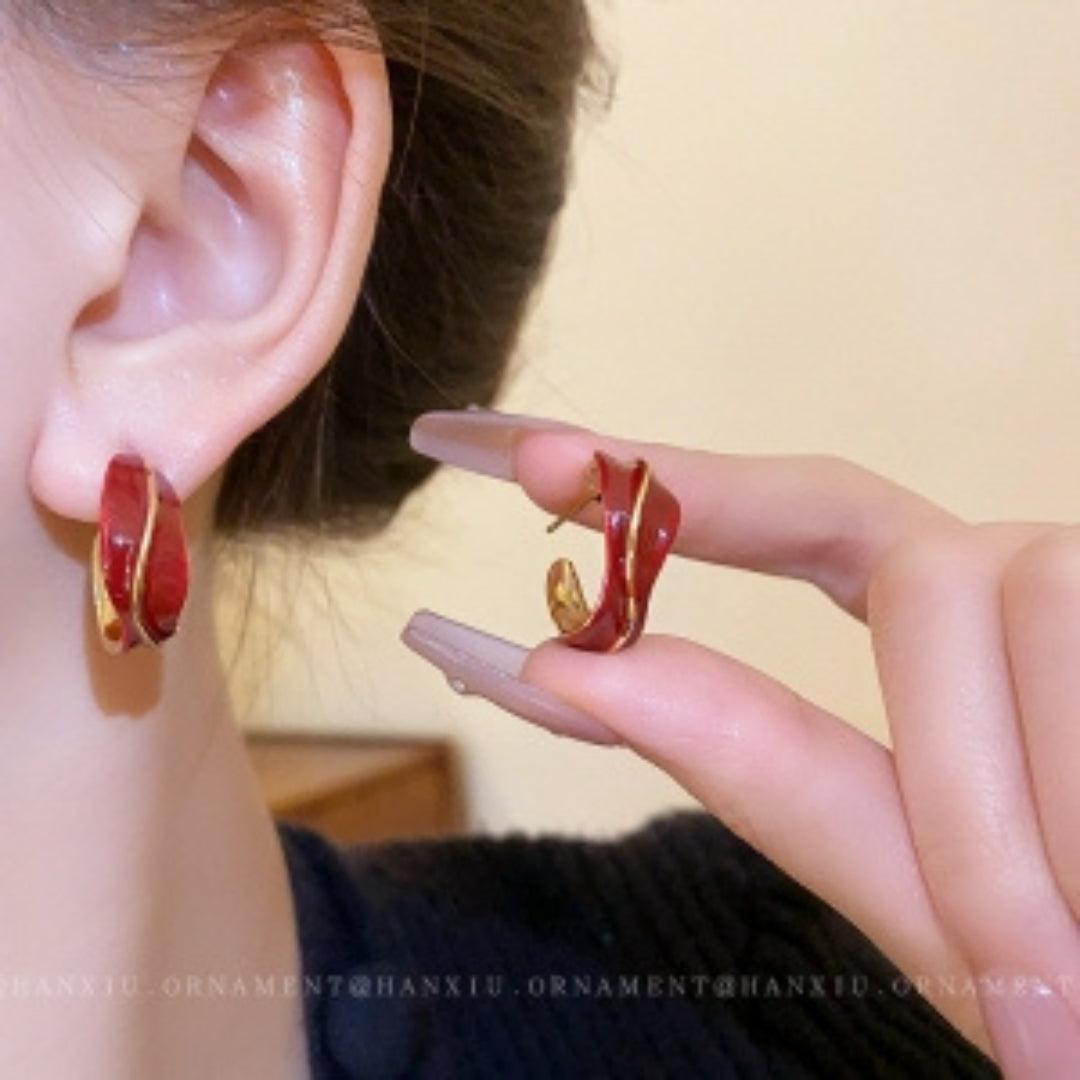 Style Red Small Hoop Earrings