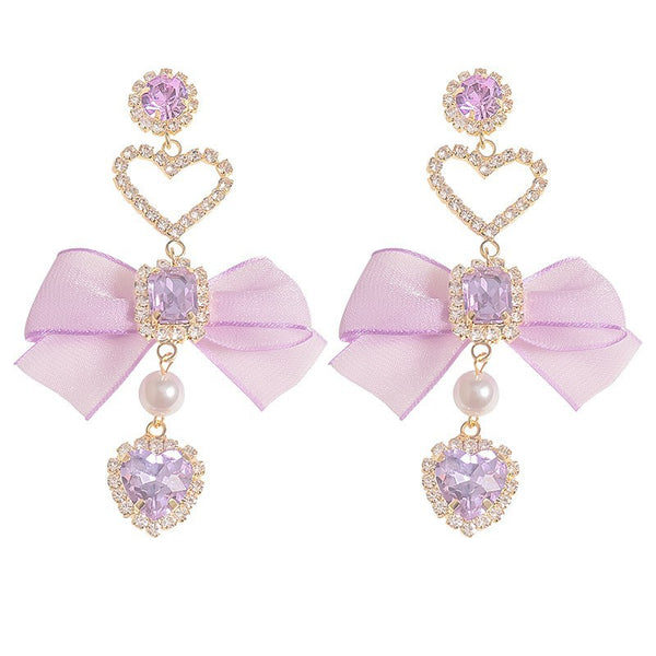 Zircon Geometry Maple Leaf Tassel Earrings