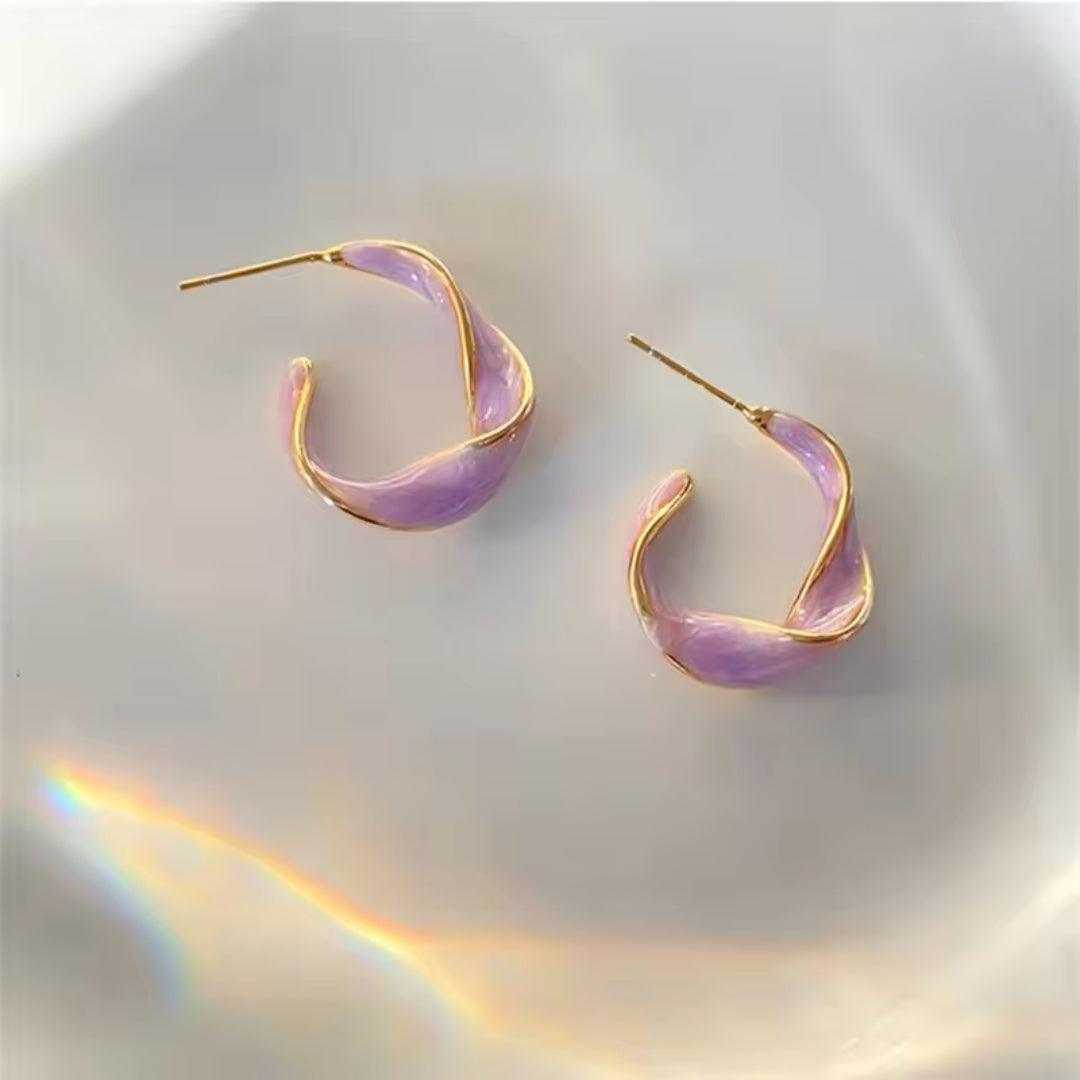 Purple and Gold Swirl Earrings