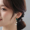 Leaf and Pearl Dangle Earrings