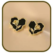 heart with rose earring
