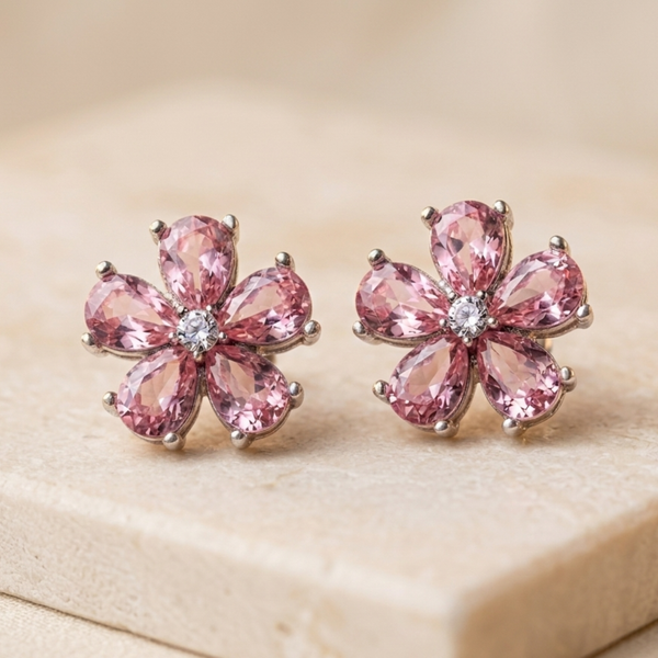 Brown Stone Flower Stud Earring