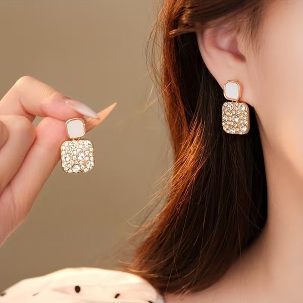 White Square Earring