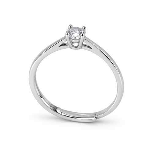 S925 Silver Classic Solitaire Adjustable Ring