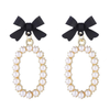 Bowknot With Hanging Pearls Earrings
