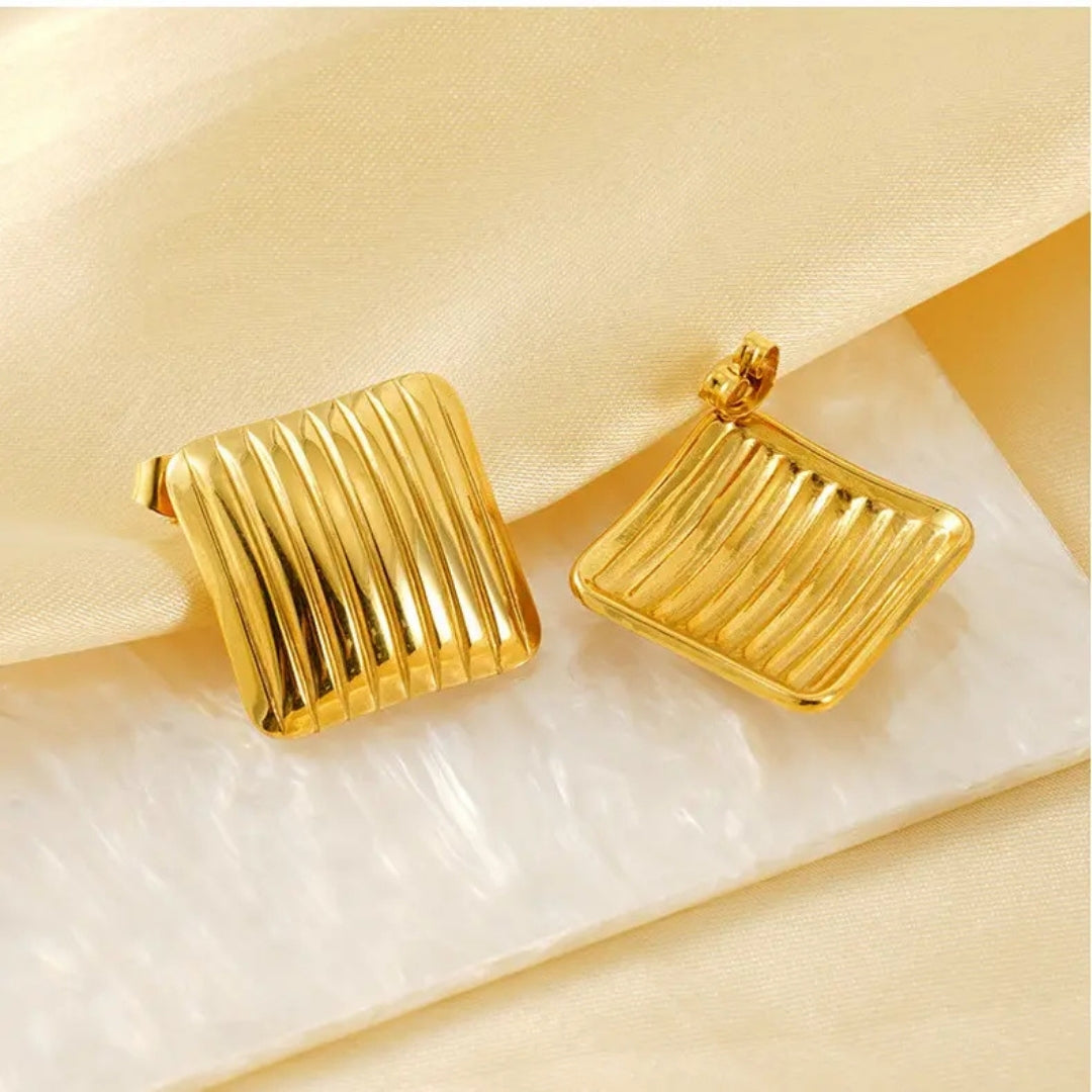 Anti Tarnish Square Shaped Stud Earring