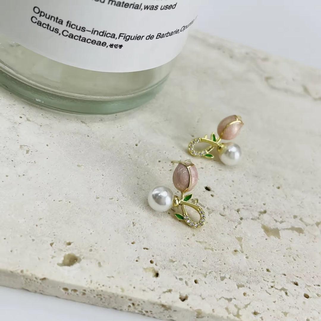 Floral Pearl Drop Earrings