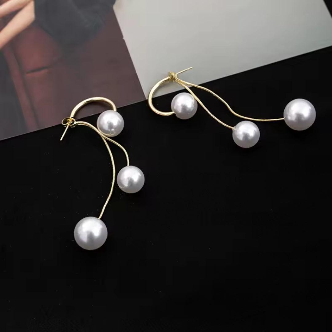 Triple Pearl Drop Earrings