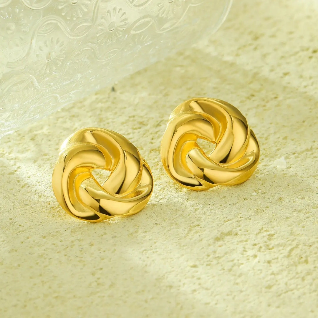 Anti Tarnish Spiral Flower Stud Earring