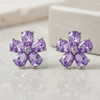 Purple Stone Flower Stud Earring