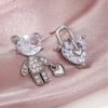 Sparkling Teddy Bear & Heart Lock Earrings