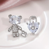 Sparkling Teddy Bear & Heart Lock Earrings
