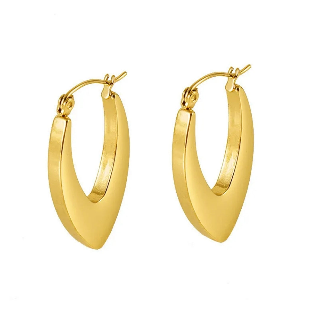 Anti Tarnish Gold Arrow Hoop Earrings