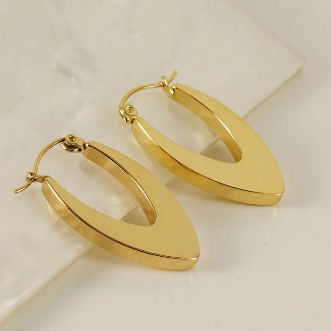 Anti Tarnish Gold Arrow Hoop Earrings