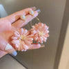 Large Pink Petal Pearl Earrings