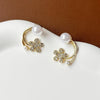 Combo Of 4 Rhinestone Pearl Earrings