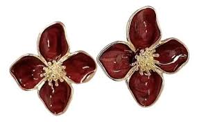 Maroon Flower Earring
