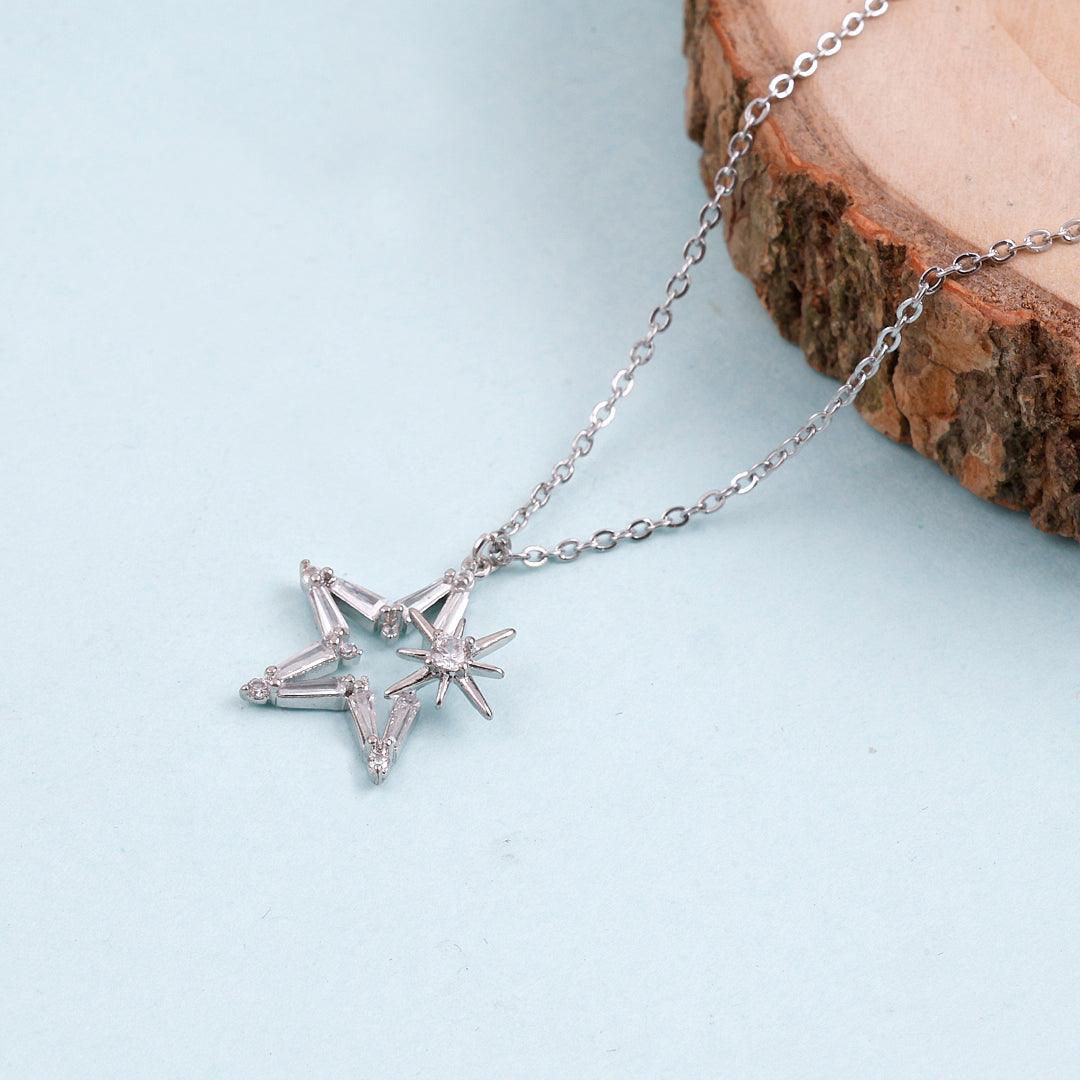 Silver Necklace with Star-Shaped Pendant