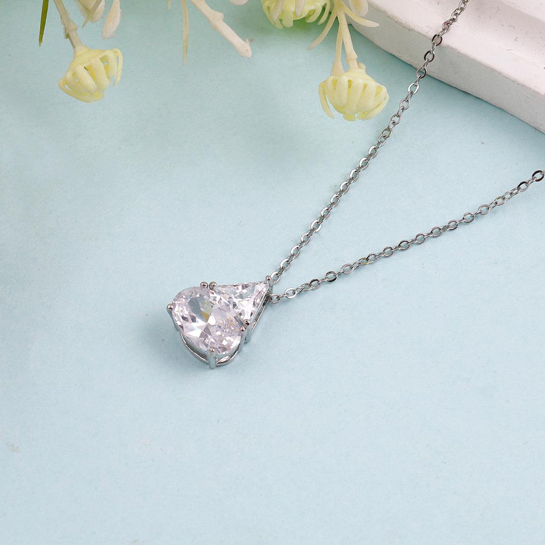 Silver Necklace with Teardrop and Triangle Pendant