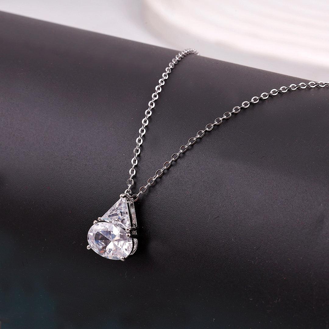 Silver Necklace with Teardrop and Triangle Pendant