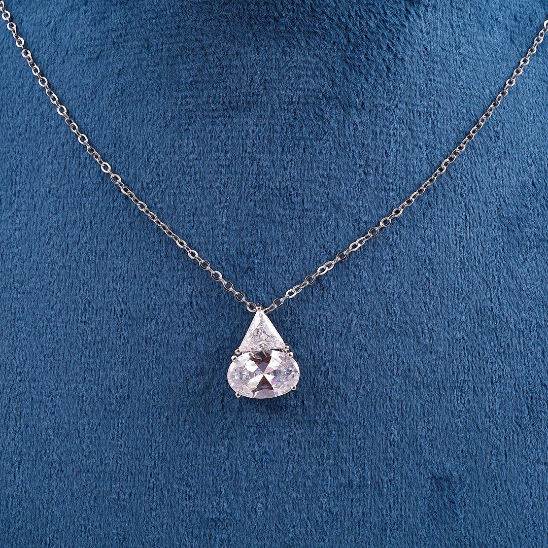 Silver Necklace with Teardrop and Triangle Pendant