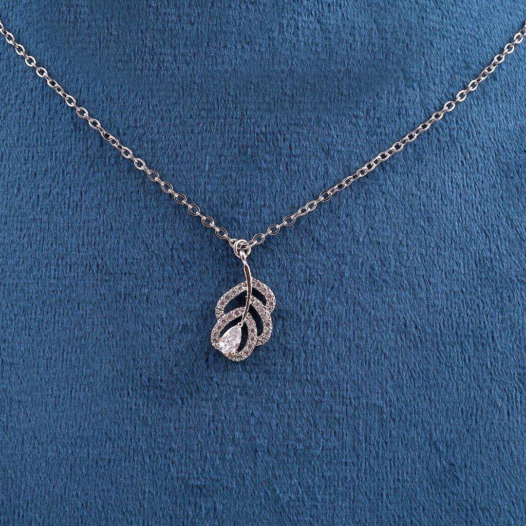 Silver Necklace with Leaf Pendant