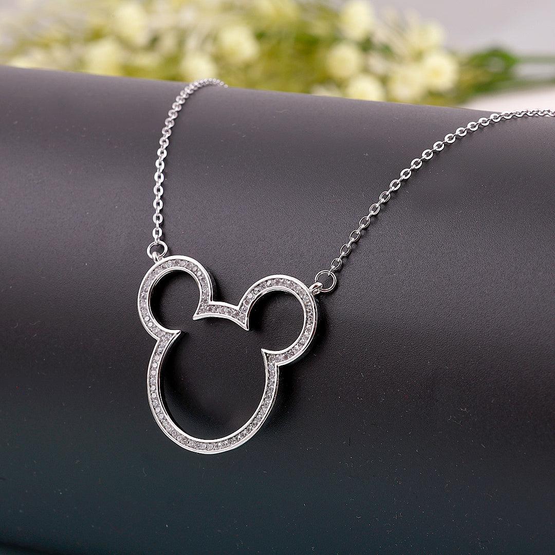 Silver Necklace with Mouse Ears Pendant