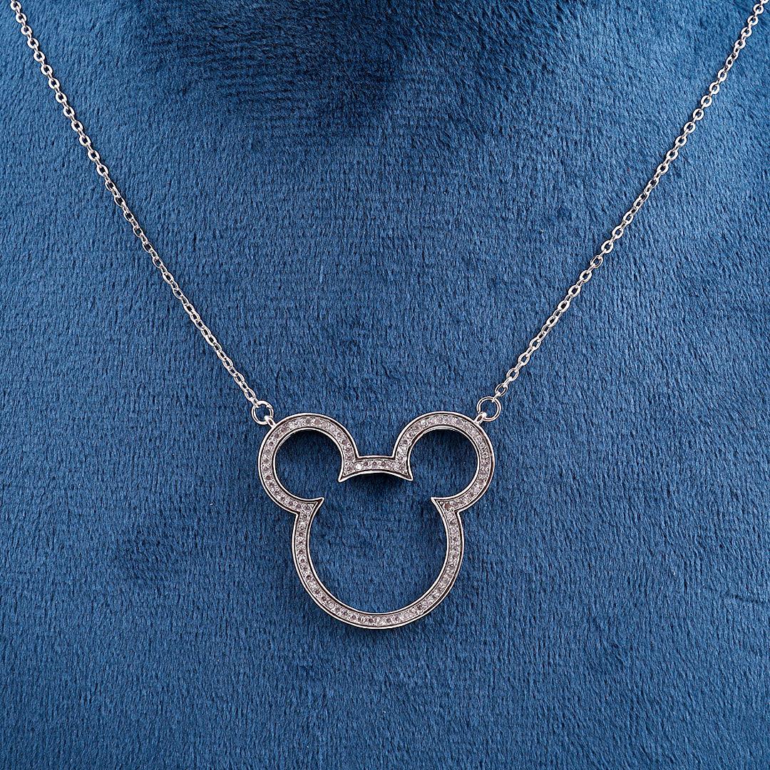 Silver Necklace with Mouse Ears Pendant