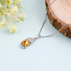 Silver Necklace with Yellow Gemstone Pendant