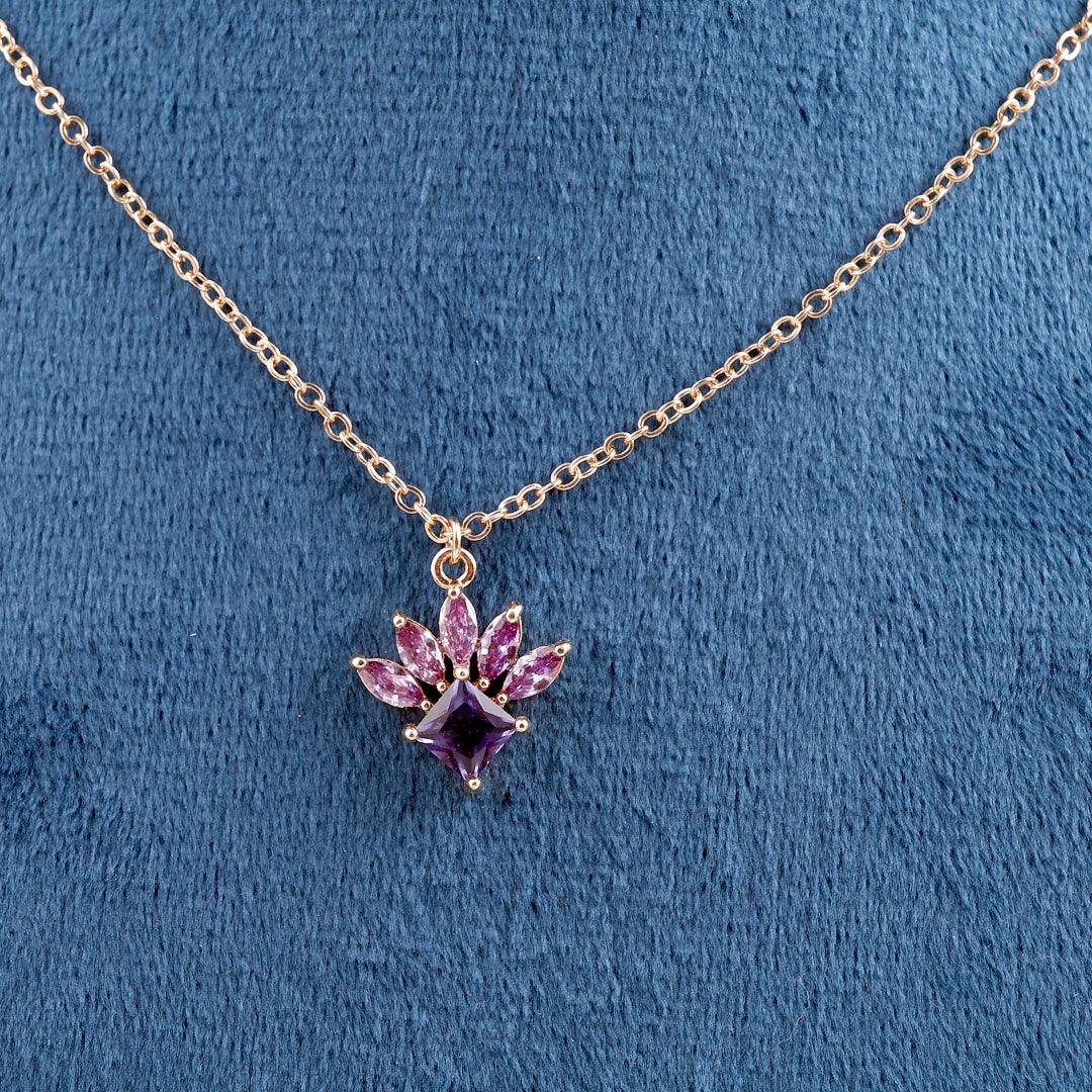 Gold Necklace with Purple Gemstone Pendant