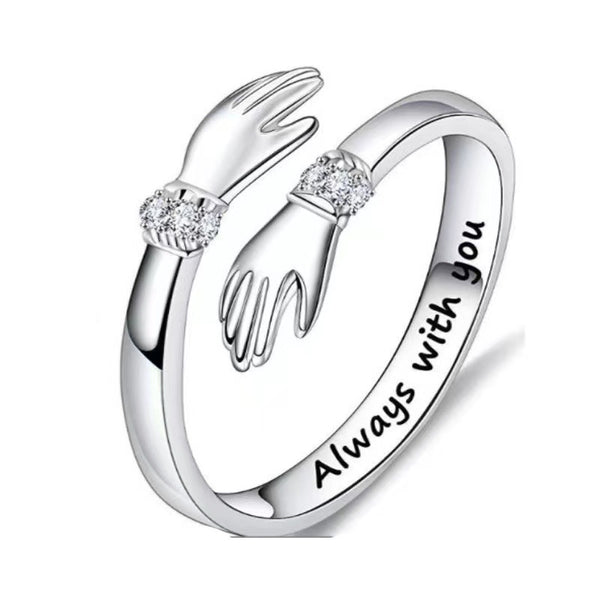 White Rhinestone Cute Hand Ring