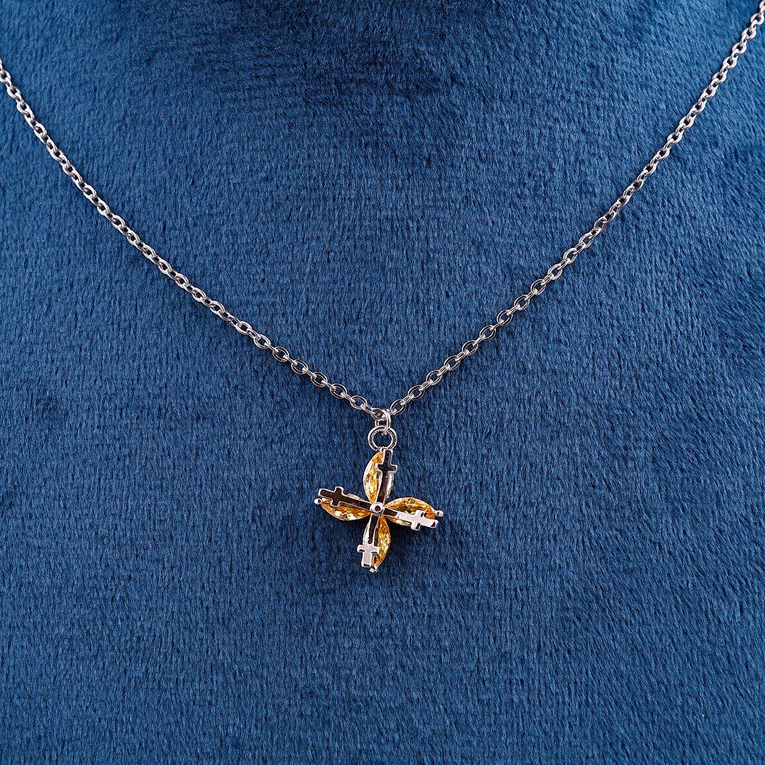 Silver Necklace with Cross-Shaped Pendant